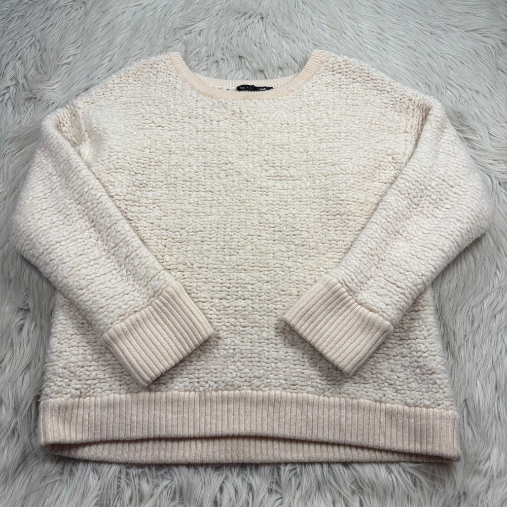 Rag & Bone Jeans Women's L Cream Chunky Boucle Knit Brooke Raglan Sweater